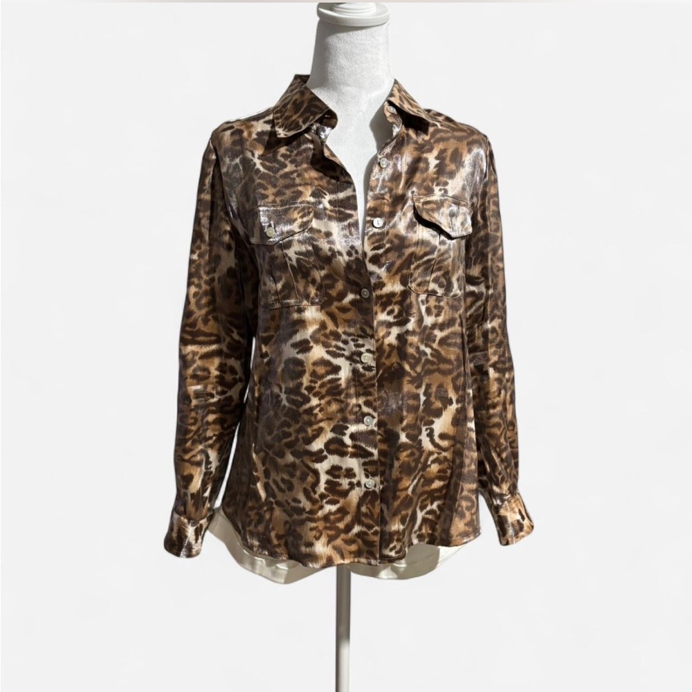 Ruby Rd. Sheen Animal Print Button Up - Picture 2 of 6